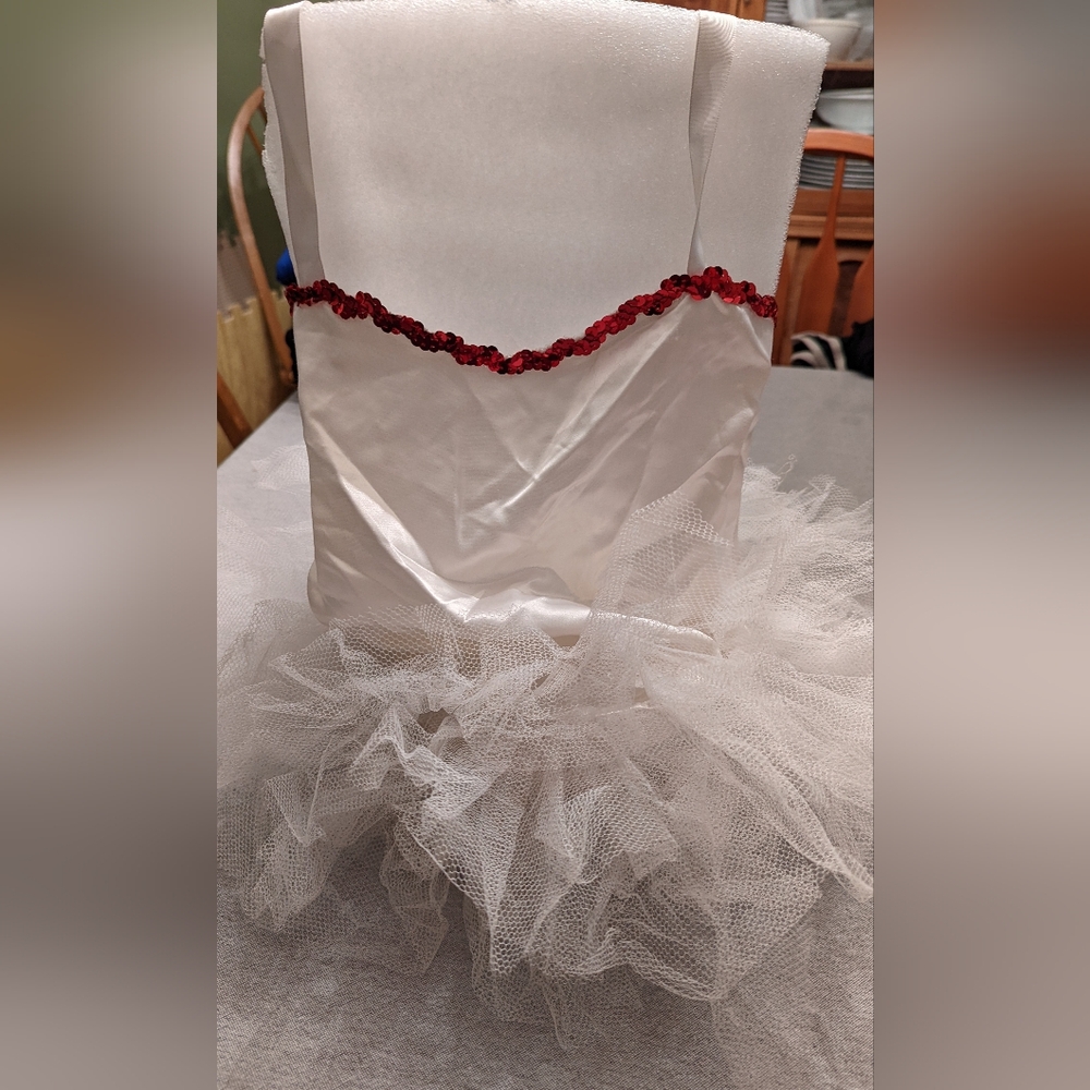 White and Red Tulle Top